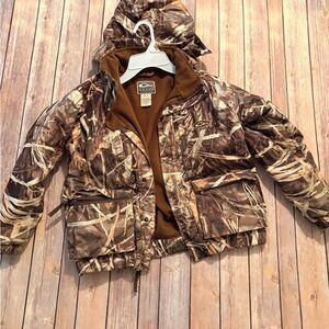 Drake waterfowl Kids Camo Puffer Jacket - Brown/Olive